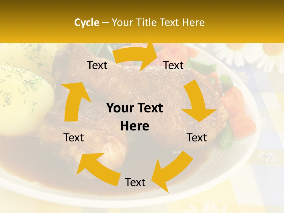A White Plate Topped With Meat And Vegetables PowerPoint Template