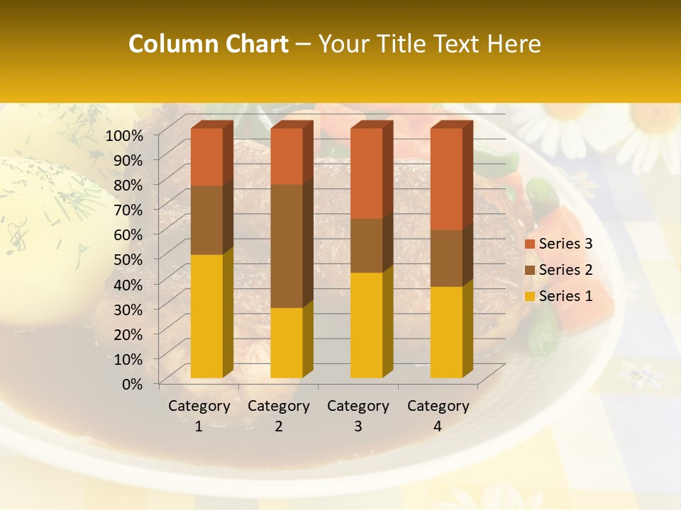 A White Plate Topped With Meat And Vegetables PowerPoint Template