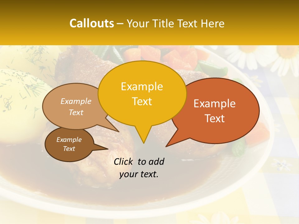 A White Plate Topped With Meat And Vegetables PowerPoint Template