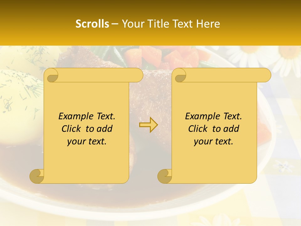 A White Plate Topped With Meat And Vegetables PowerPoint Template