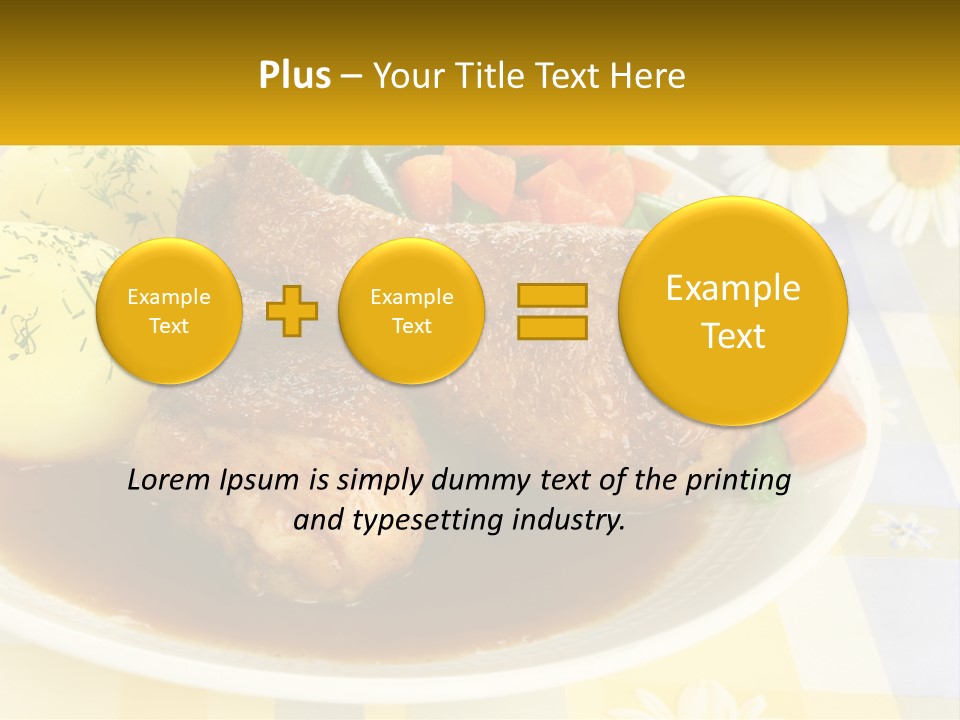 A White Plate Topped With Meat And Vegetables PowerPoint Template