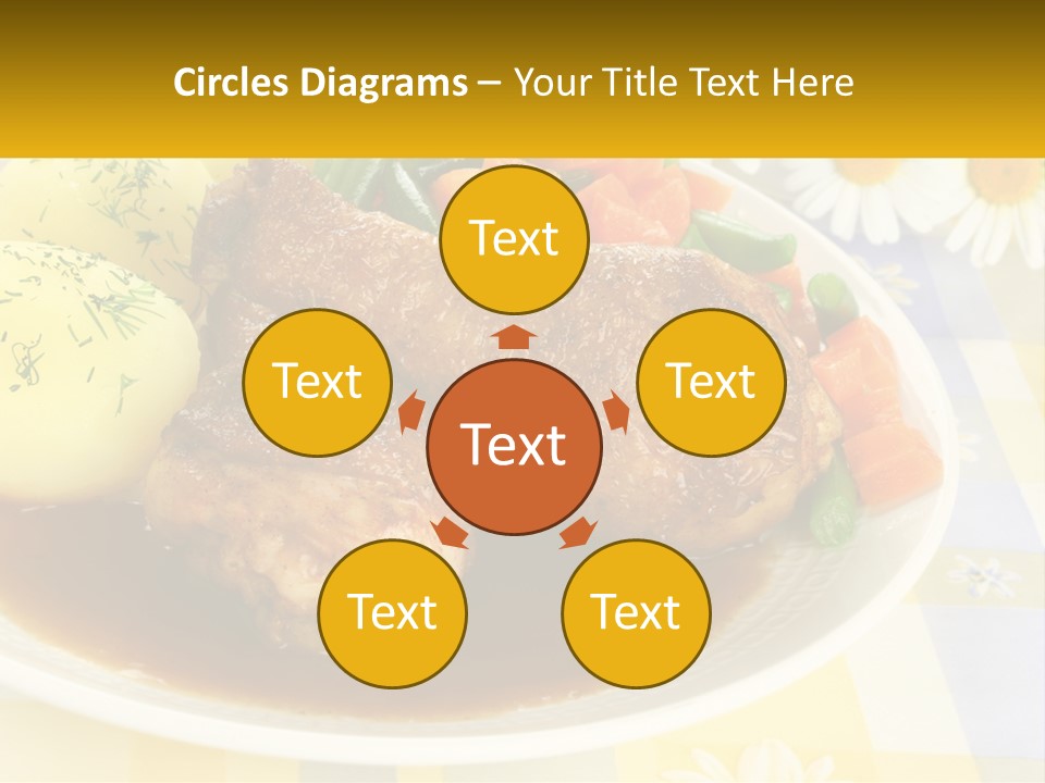 A White Plate Topped With Meat And Vegetables PowerPoint Template