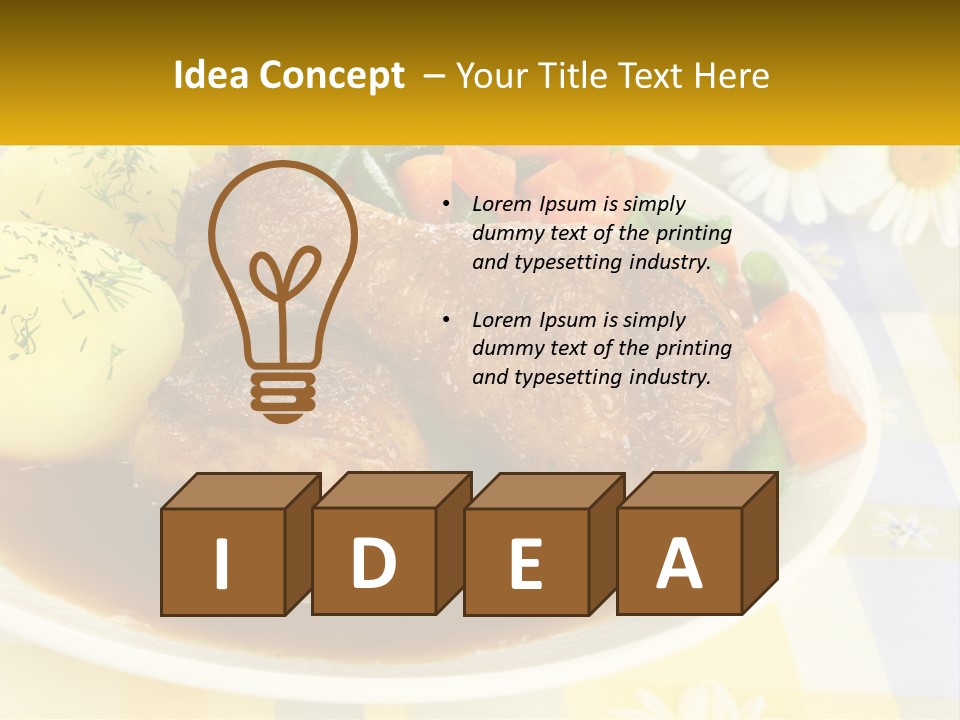 A White Plate Topped With Meat And Vegetables PowerPoint Template