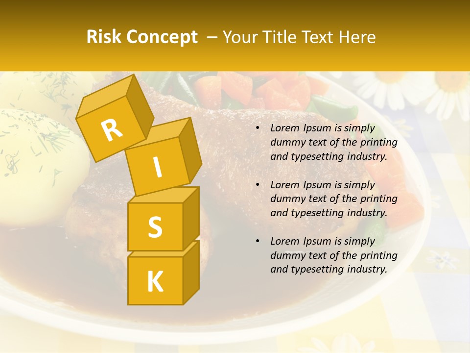 A White Plate Topped With Meat And Vegetables PowerPoint Template