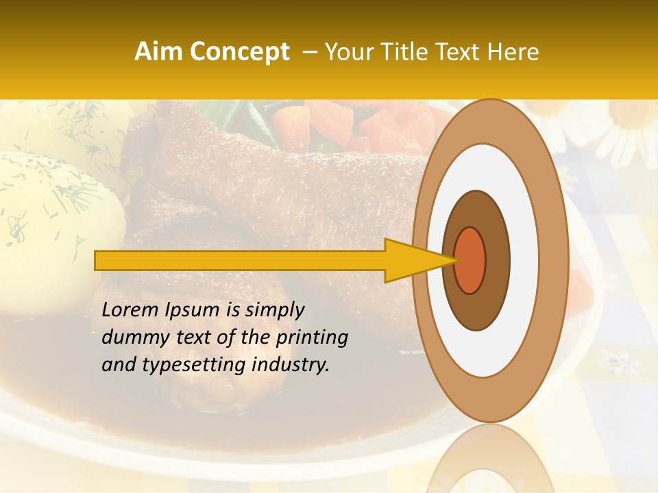 A White Plate Topped With Meat And Vegetables PowerPoint Template