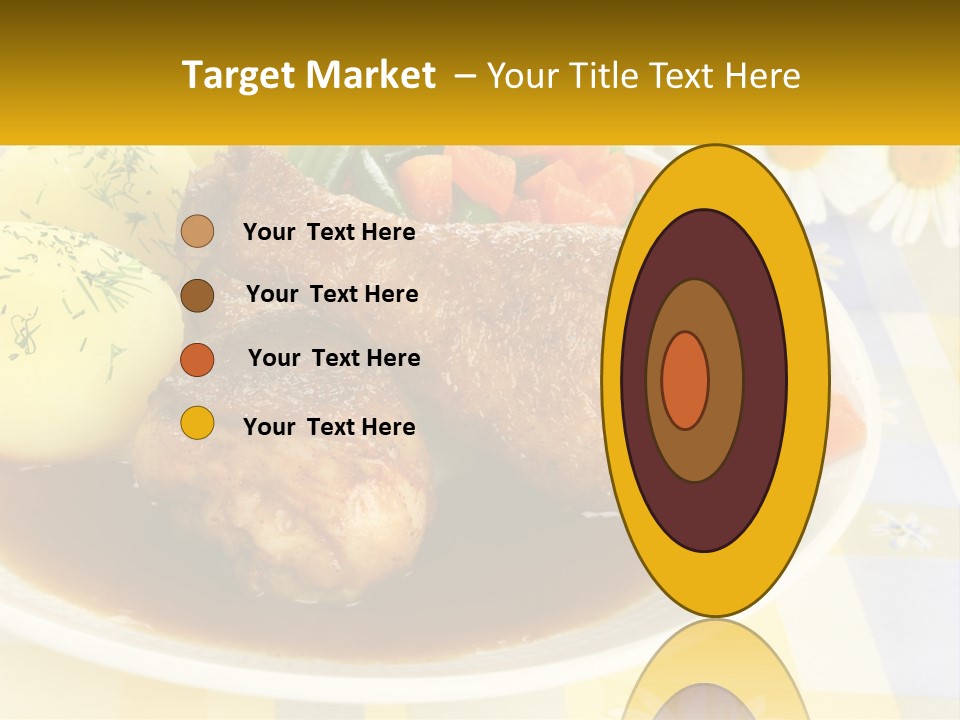 A White Plate Topped With Meat And Vegetables PowerPoint Template