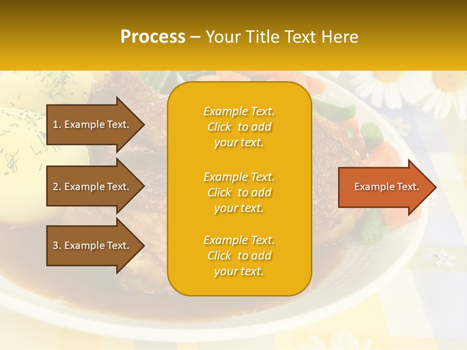 A White Plate Topped With Meat And Vegetables PowerPoint Template