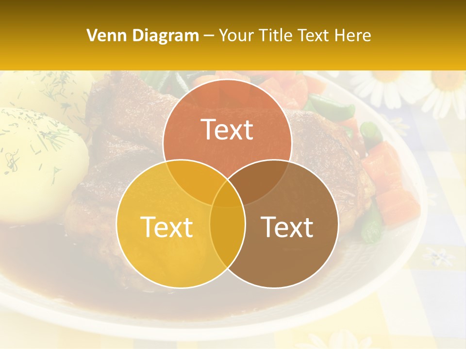 A White Plate Topped With Meat And Vegetables PowerPoint Template