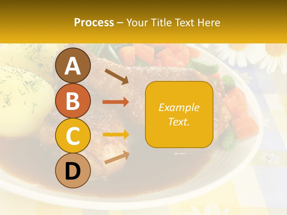 A White Plate Topped With Meat And Vegetables PowerPoint Template