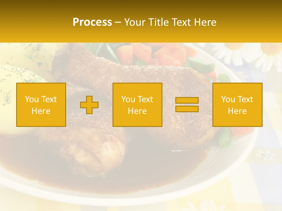 A White Plate Topped With Meat And Vegetables PowerPoint Template