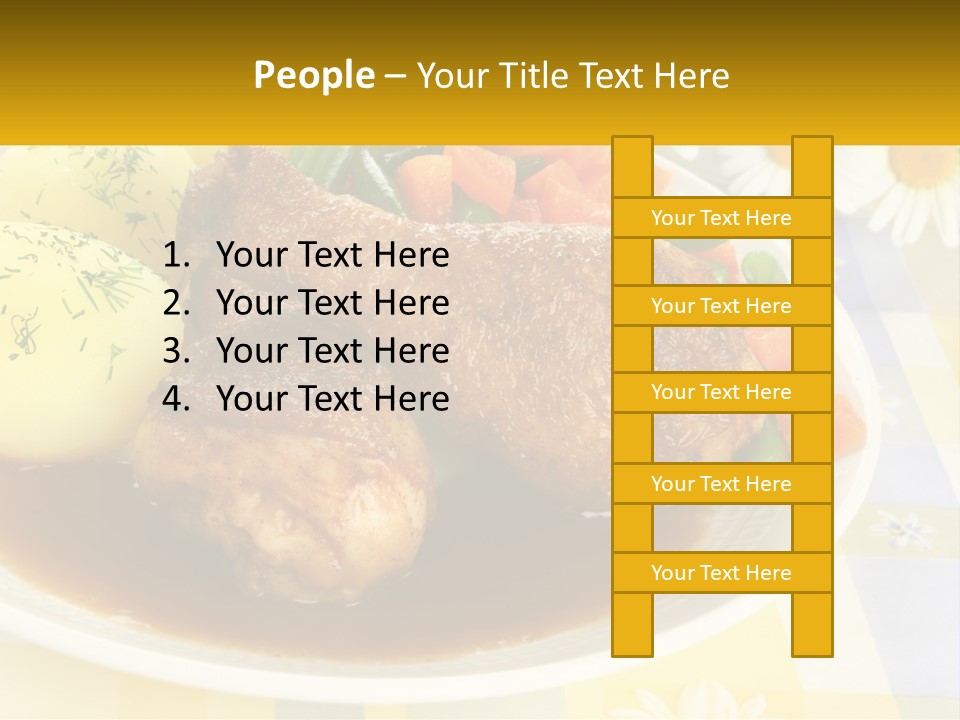 A White Plate Topped With Meat And Vegetables PowerPoint Template