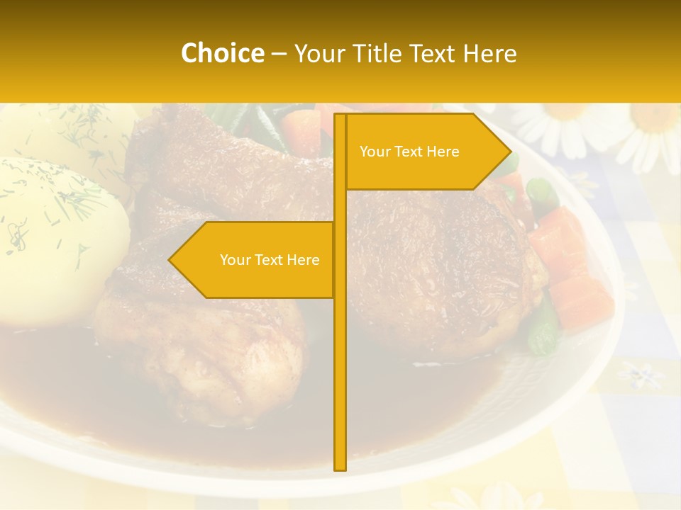 A White Plate Topped With Meat And Vegetables PowerPoint Template