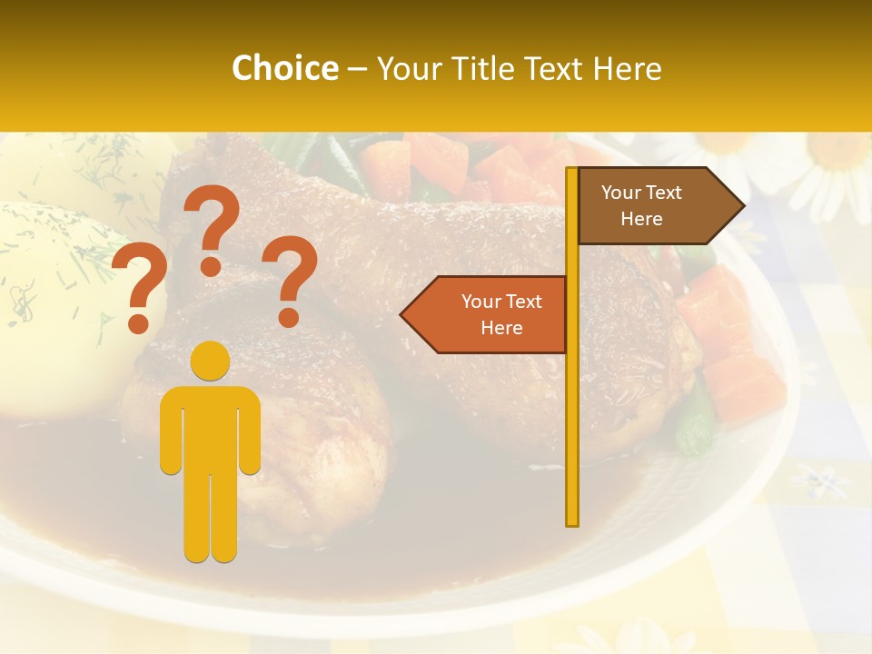 A White Plate Topped With Meat And Vegetables PowerPoint Template