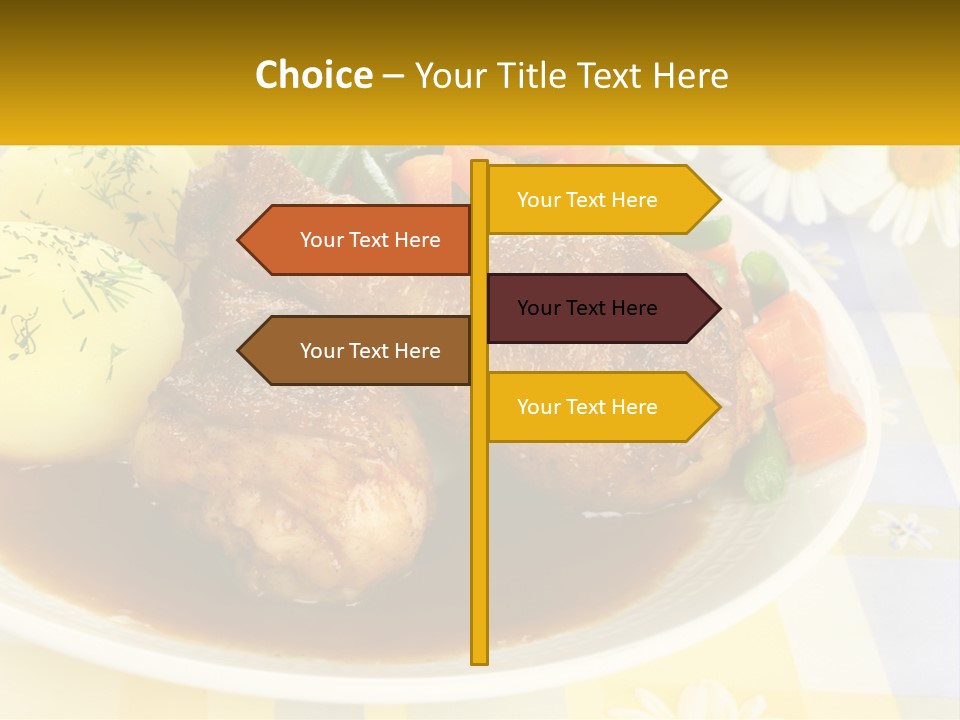 A White Plate Topped With Meat And Vegetables PowerPoint Template