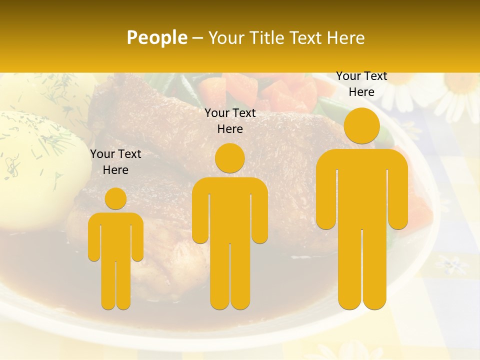 A White Plate Topped With Meat And Vegetables PowerPoint Template