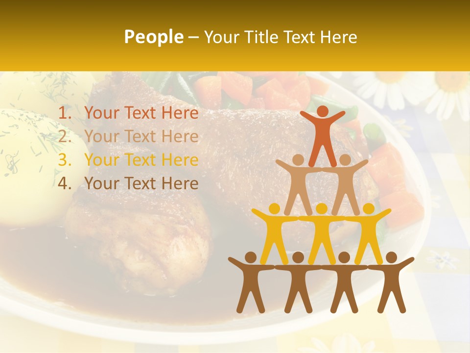 A White Plate Topped With Meat And Vegetables PowerPoint Template