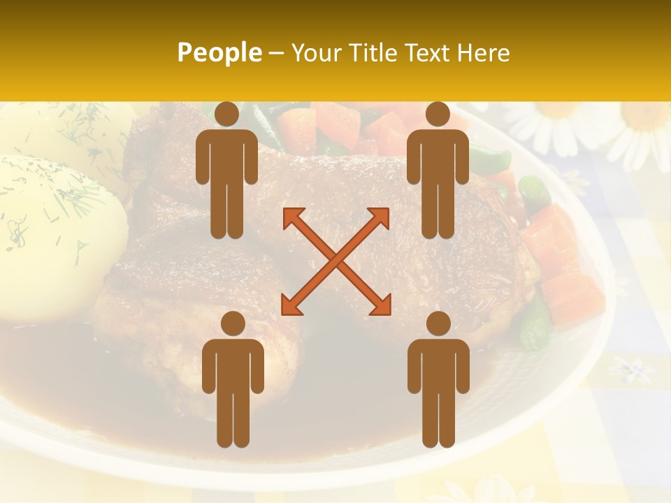 A White Plate Topped With Meat And Vegetables PowerPoint Template