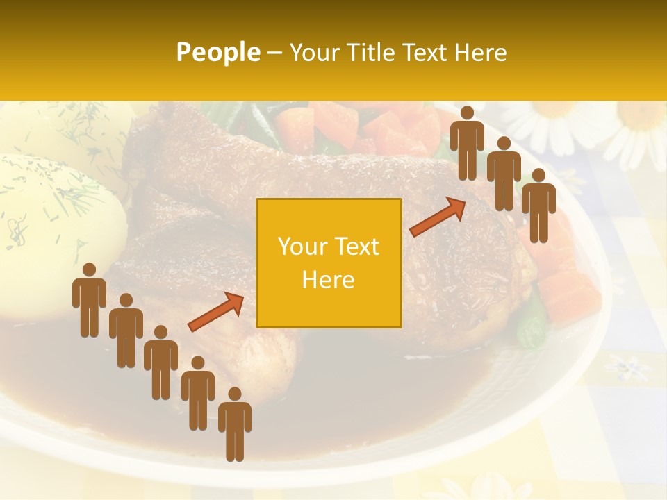 A White Plate Topped With Meat And Vegetables PowerPoint Template