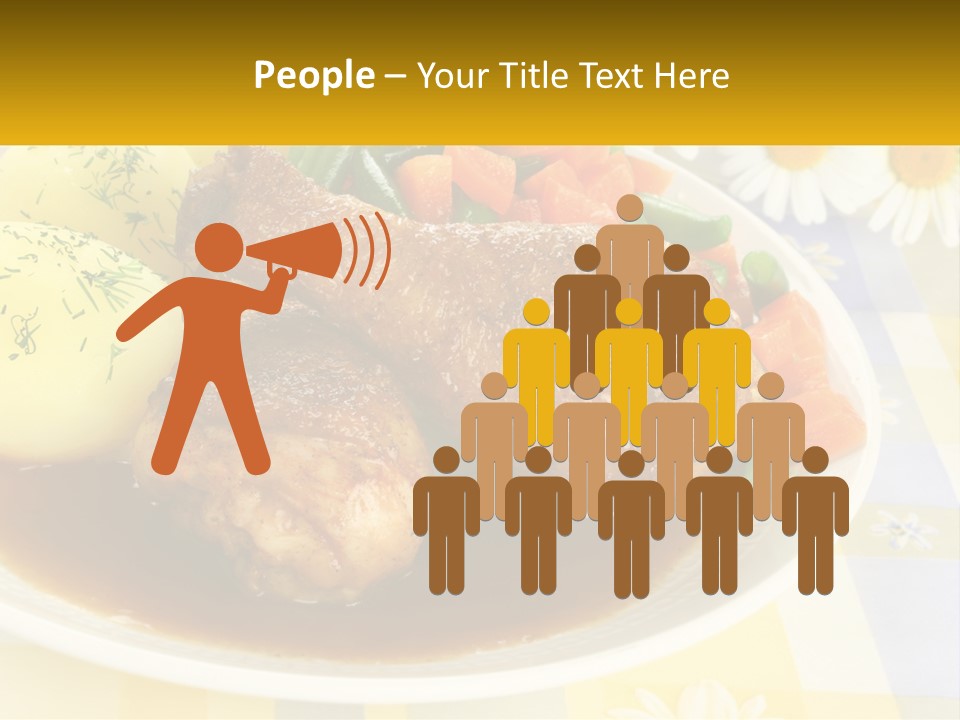 A White Plate Topped With Meat And Vegetables PowerPoint Template