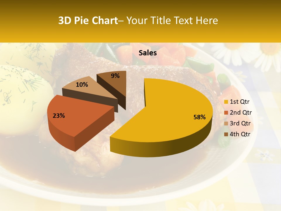 A White Plate Topped With Meat And Vegetables PowerPoint Template