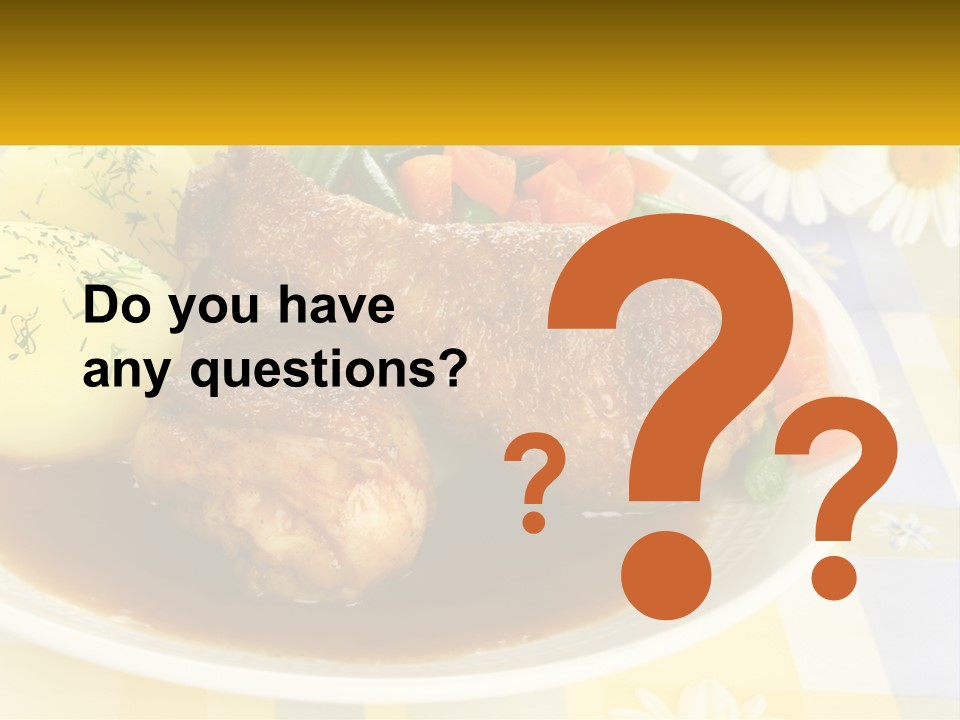 A White Plate Topped With Meat And Vegetables PowerPoint Template