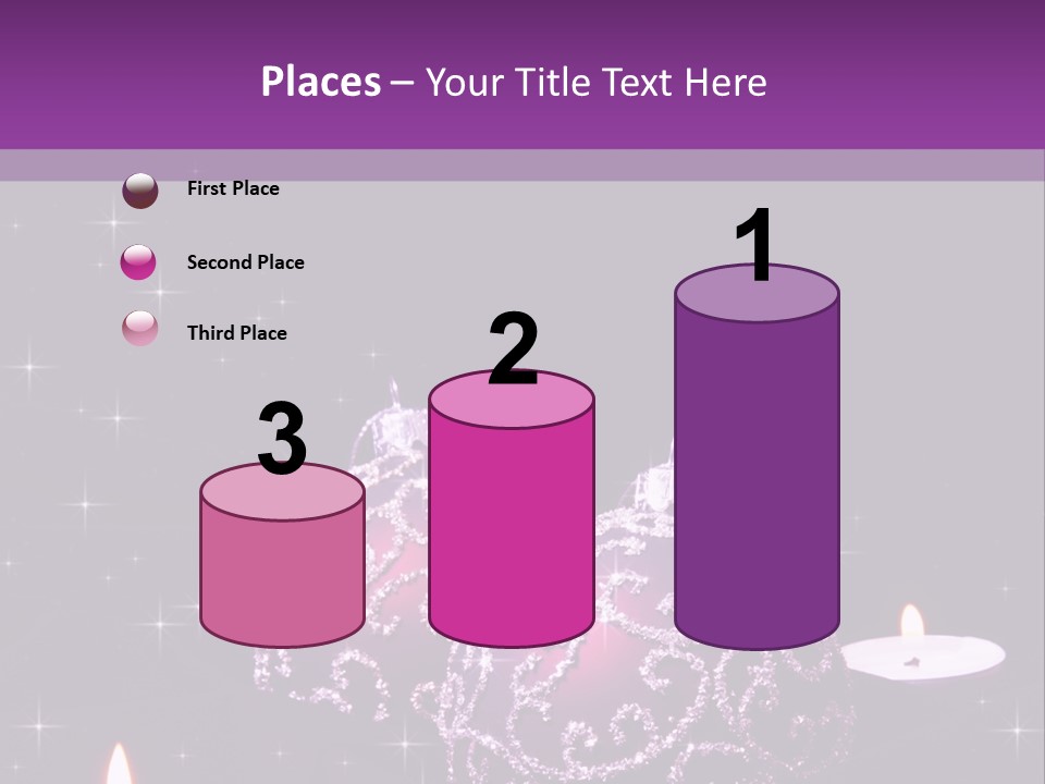 A Purple Christmas Ornament With Two Candles On A Purple Background PowerPoint Template