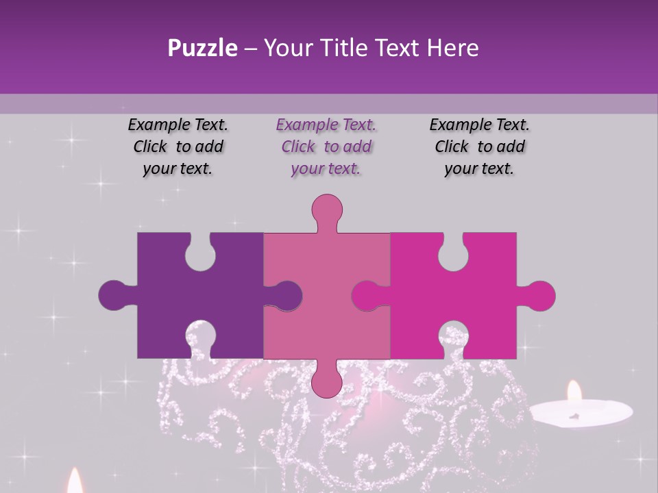 A Purple Christmas Ornament With Two Candles On A Purple Background PowerPoint Template