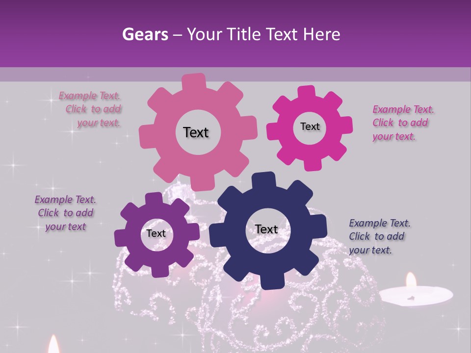 A Purple Christmas Ornament With Two Candles On A Purple Background PowerPoint Template