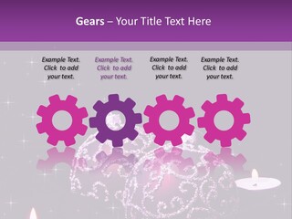 A Purple Christmas Ornament With Two Candles On A Purple Background PowerPoint Template