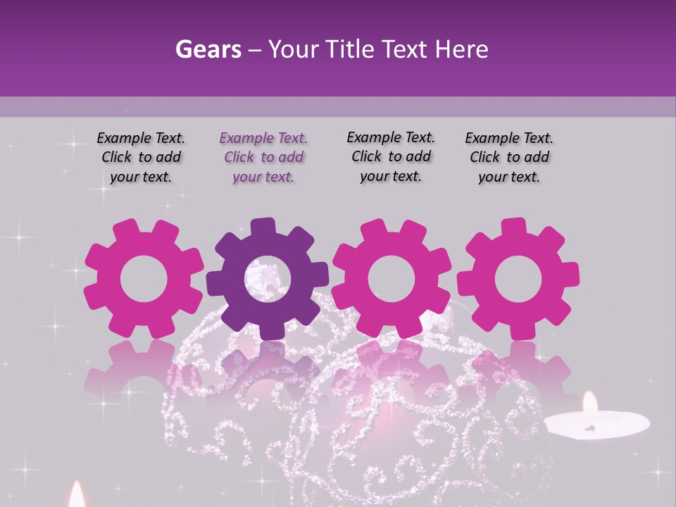 A Purple Christmas Ornament With Two Candles On A Purple Background PowerPoint Template