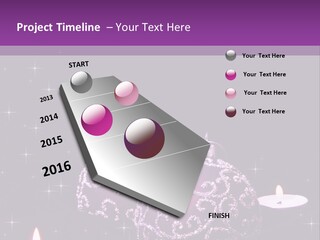 A Purple Christmas Ornament With Two Candles On A Purple Background PowerPoint Template