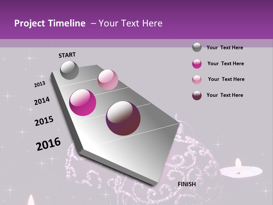 A Purple Christmas Ornament With Two Candles On A Purple Background PowerPoint Template