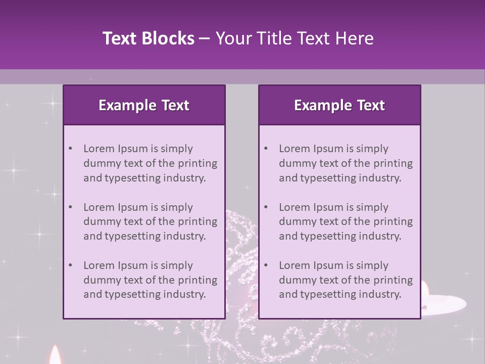A Purple Christmas Ornament With Two Candles On A Purple Background PowerPoint Template