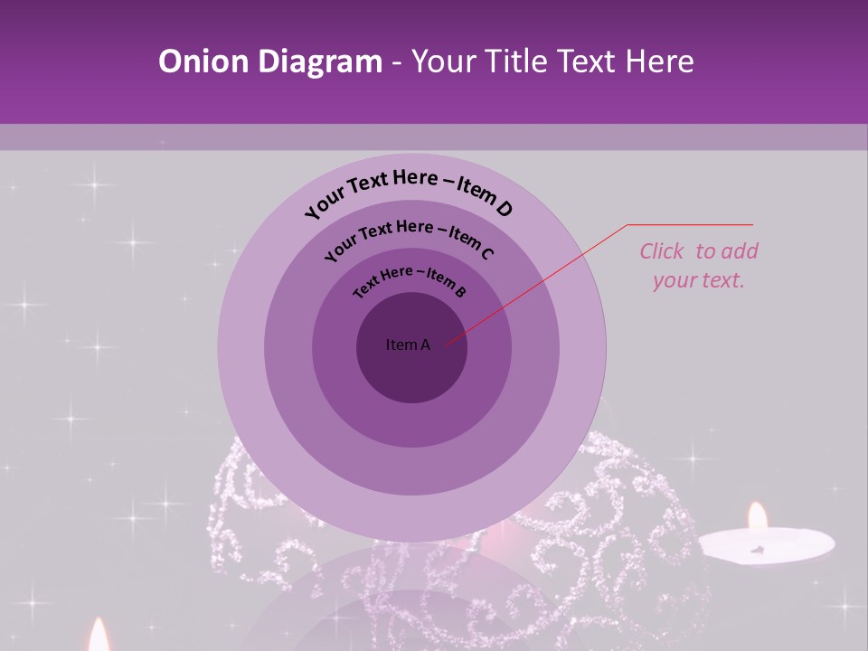 A Purple Christmas Ornament With Two Candles On A Purple Background PowerPoint Template