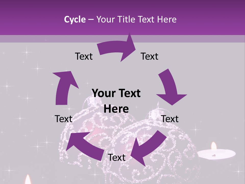 A Purple Christmas Ornament With Two Candles On A Purple Background PowerPoint Template