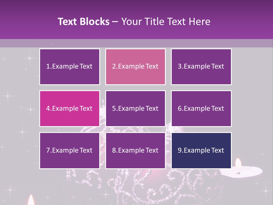 A Purple Christmas Ornament With Two Candles On A Purple Background PowerPoint Template