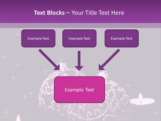 A Purple Christmas Ornament With Two Candles On A Purple Background PowerPoint Template