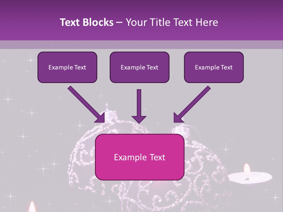 A Purple Christmas Ornament With Two Candles On A Purple Background PowerPoint Template