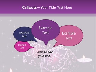 A Purple Christmas Ornament With Two Candles On A Purple Background PowerPoint Template