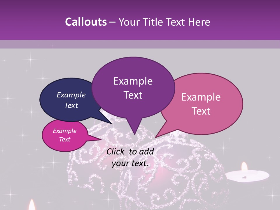 A Purple Christmas Ornament With Two Candles On A Purple Background PowerPoint Template