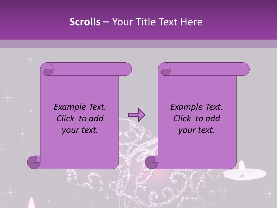 A Purple Christmas Ornament With Two Candles On A Purple Background PowerPoint Template