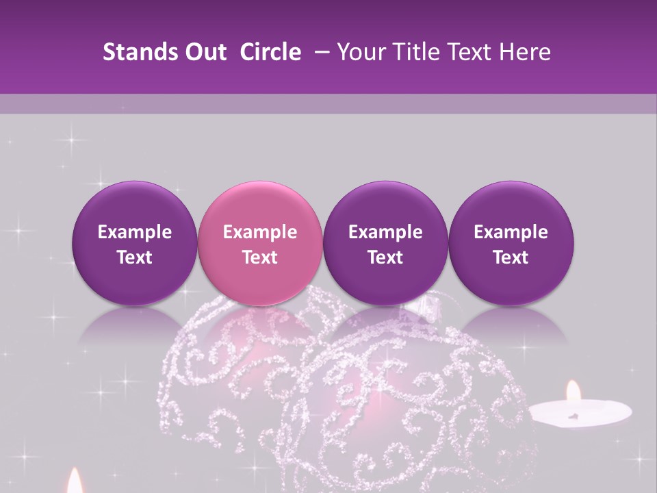 A Purple Christmas Ornament With Two Candles On A Purple Background PowerPoint Template