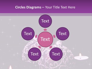A Purple Christmas Ornament With Two Candles On A Purple Background PowerPoint Template
