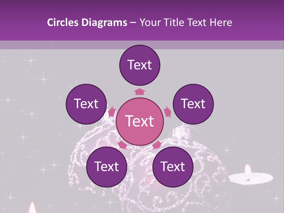 A Purple Christmas Ornament With Two Candles On A Purple Background PowerPoint Template