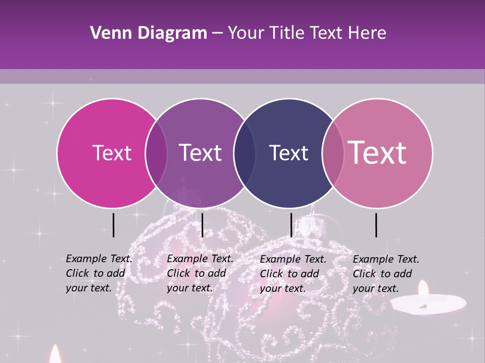 A Purple Christmas Ornament With Two Candles On A Purple Background PowerPoint Template