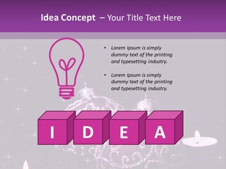A Purple Christmas Ornament With Two Candles On A Purple Background PowerPoint Template