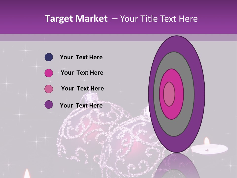 A Purple Christmas Ornament With Two Candles On A Purple Background PowerPoint Template