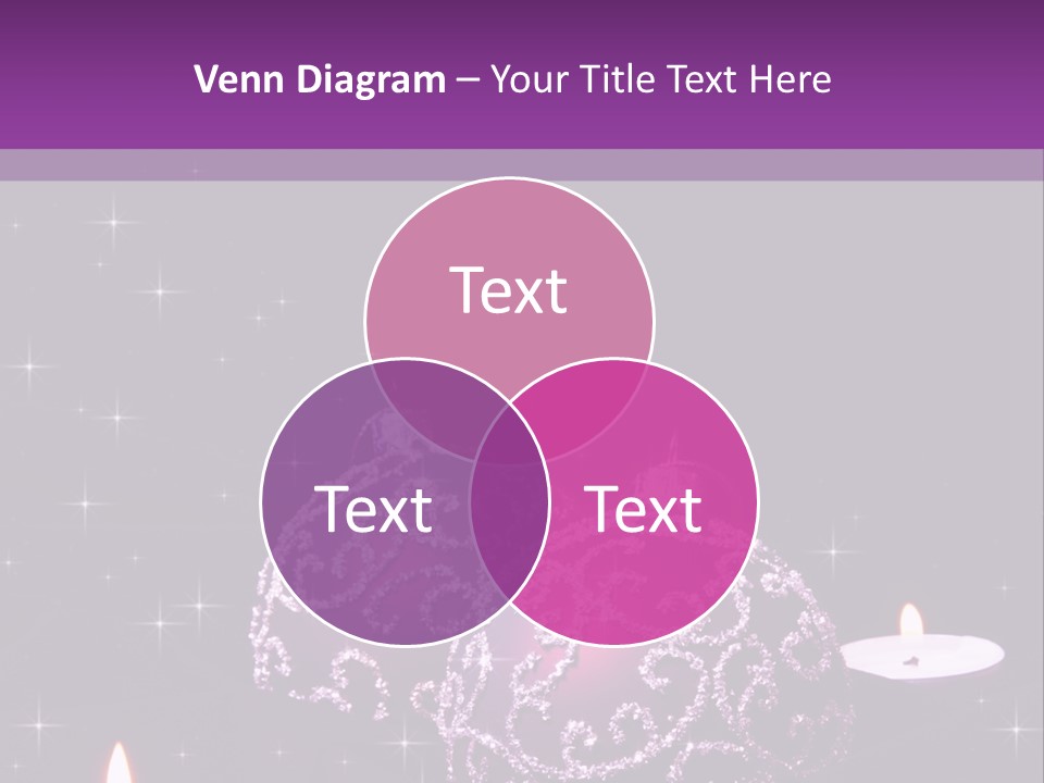 A Purple Christmas Ornament With Two Candles On A Purple Background PowerPoint Template