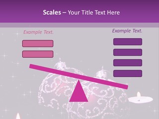 A Purple Christmas Ornament With Two Candles On A Purple Background PowerPoint Template