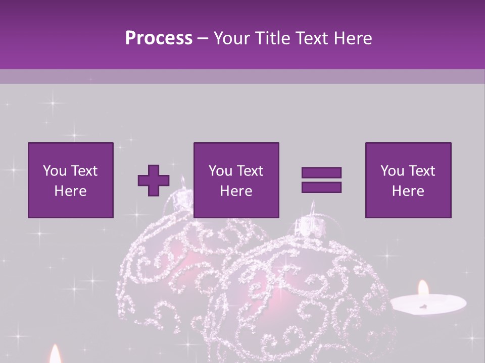 A Purple Christmas Ornament With Two Candles On A Purple Background PowerPoint Template